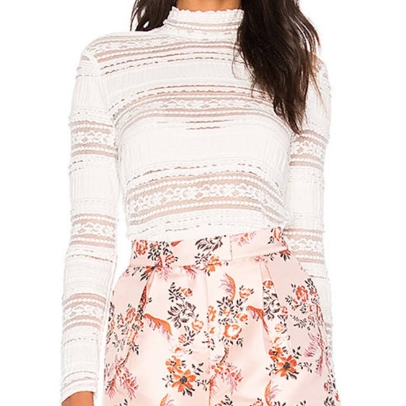 NWT Endless Rose Lace mock neck Top sz XS - Picture 1 of 4